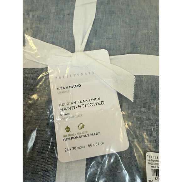 Pottery Barn Belgian Flax Linen Hand-Stitched Quilted Standard‎ Sham Set Of 2 - Picture 7 of 9